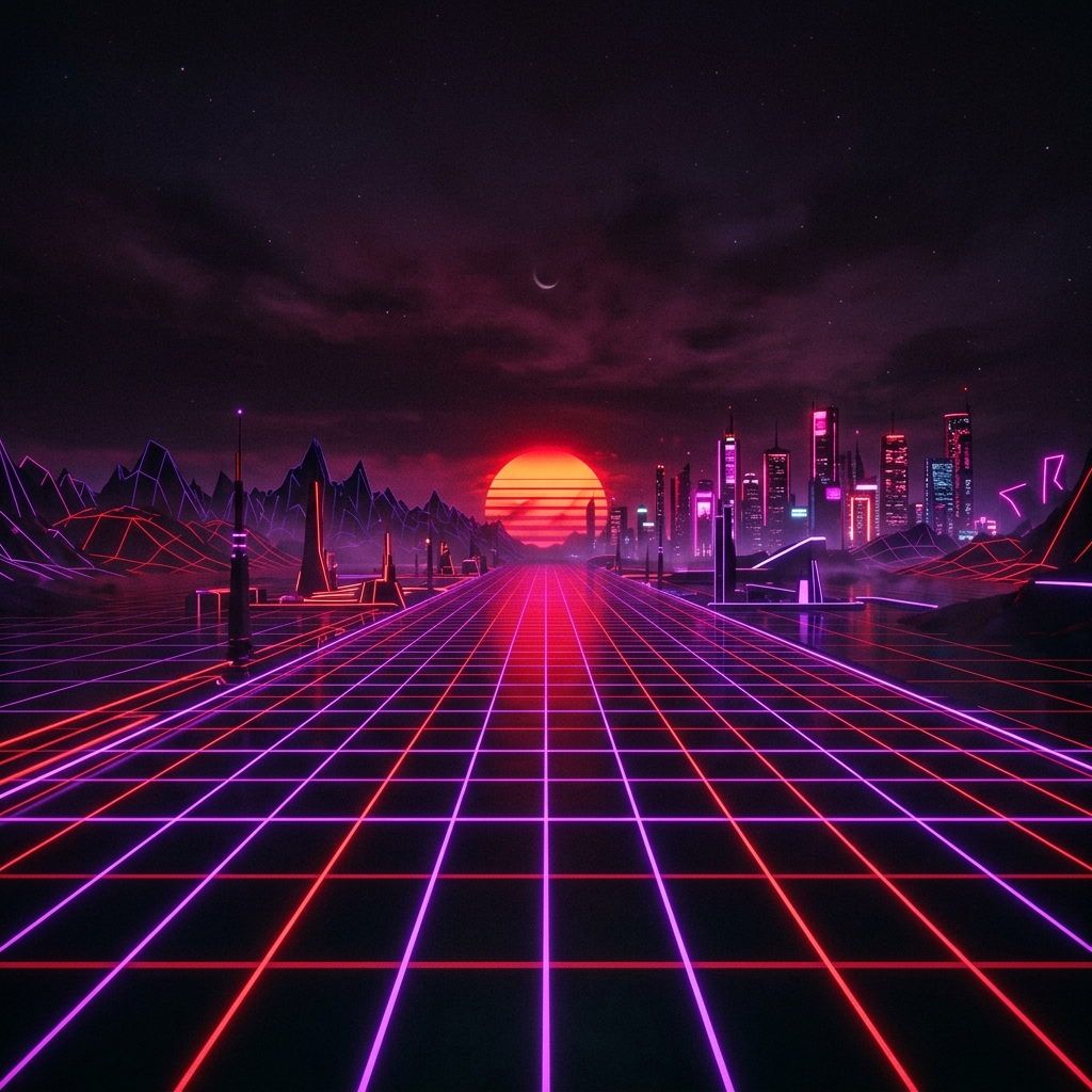 Synthwave neon grid